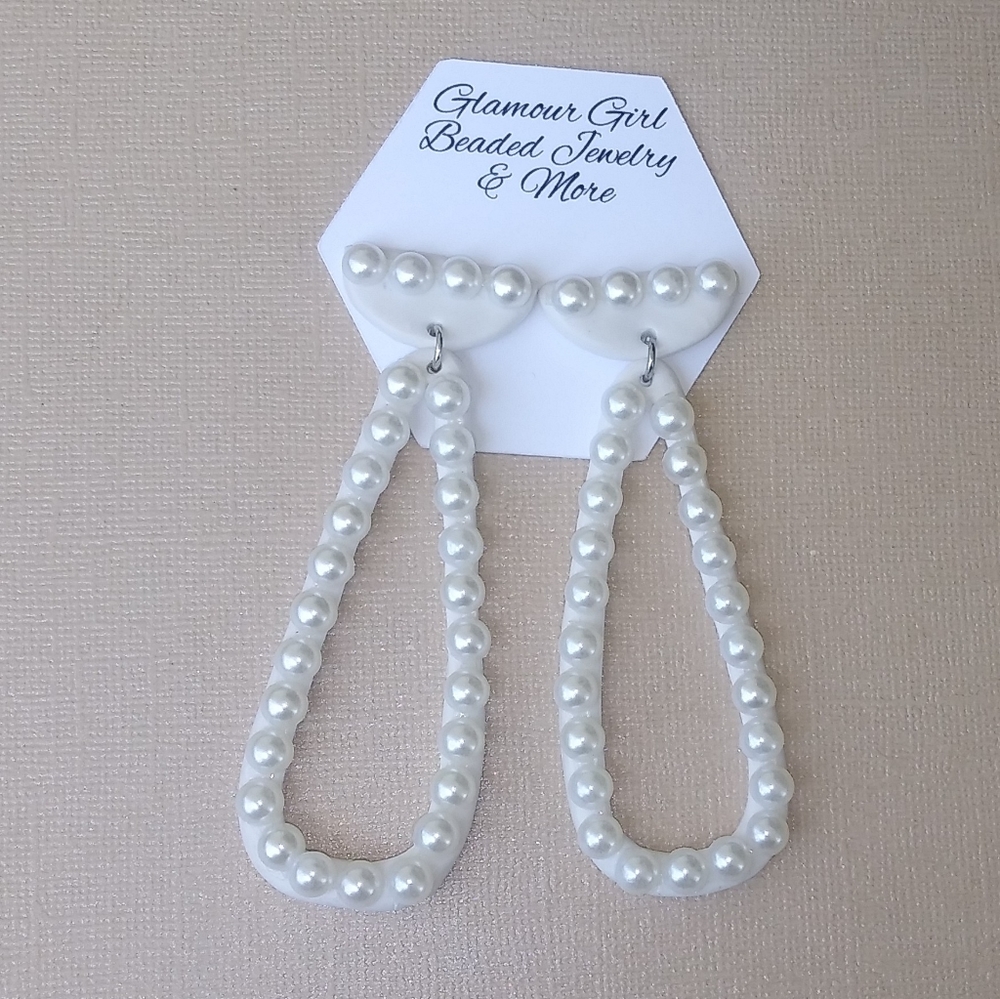 White pearl rhinestones Earrings